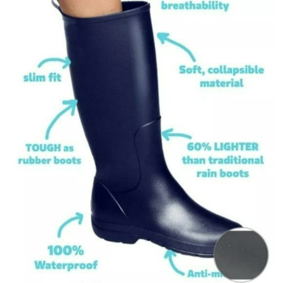 Totes Cirrus Tall Rain Boots Mineral -9 - Picture 2 of 8